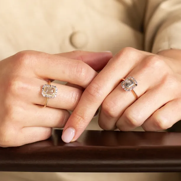 Salt and pepper diamond vintage engagement ring LUCIANA Image