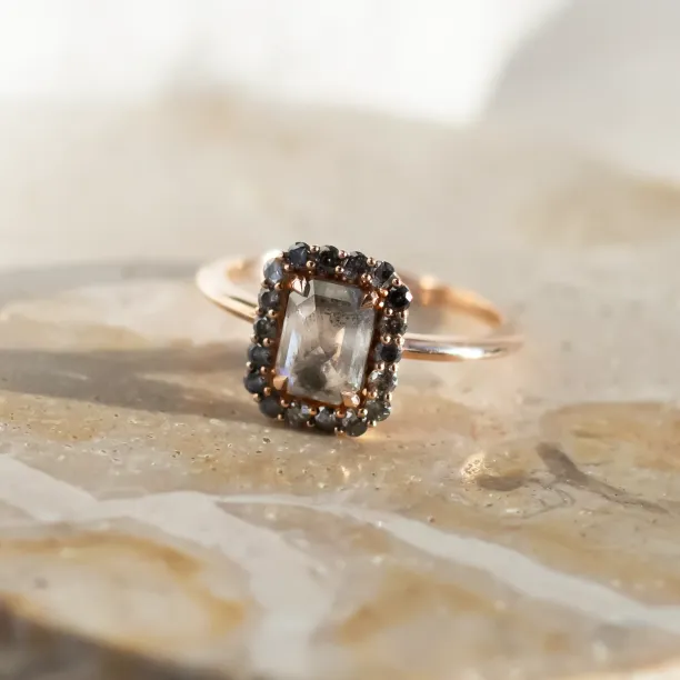 Salt and pepper diamond vintage engagement ring LUCIANA Image