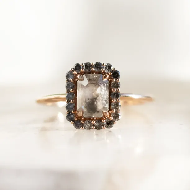 Salt and pepper diamond vintage engagement ring LUCIANA Image