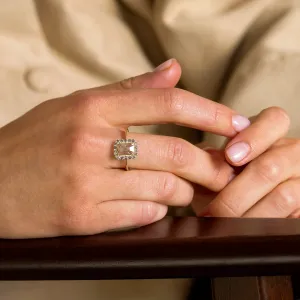 Emerald shape salt and pepper diamond ring LUCIA