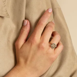 Emerald shape salt and pepper diamond ring LUCIA Thumbnail