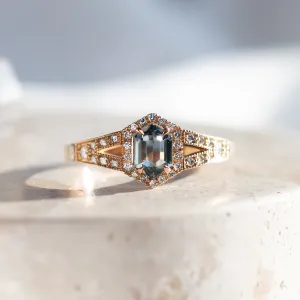 Antique teal sapphire engagement ring HARRIET