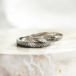 Solid gold arrow wedding bands CUPID