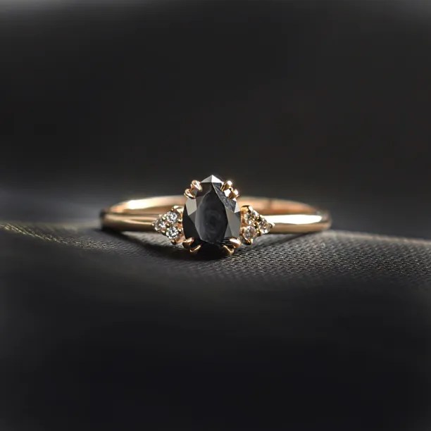Unique black diamond engagement ring BLACKIE Image