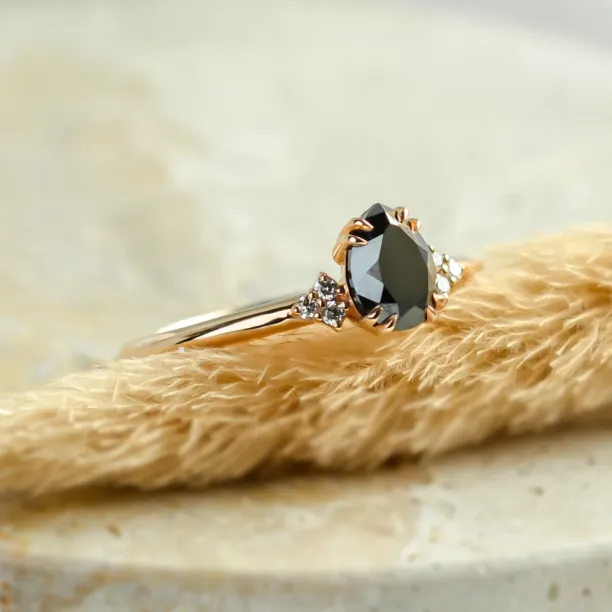 Unique black diamond engagement ring BLACKIE Image