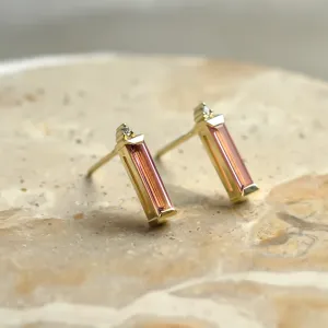 Pink sapphire and diamond stud earrings QUINN Thumbnail