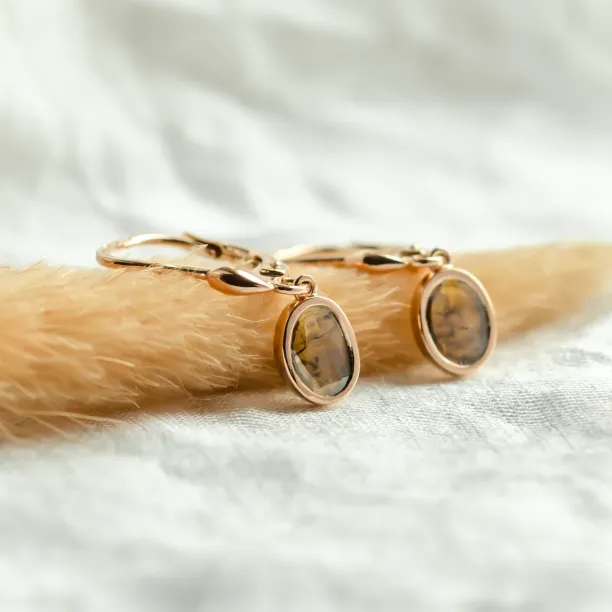 Vintage salt and pepper diamond dangle earrings MARY Image