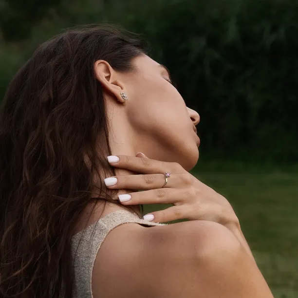 Pink lab grown diamond twig engagement ring ROWIK Image