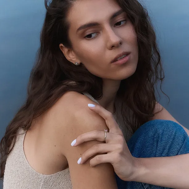 Pink lab grown diamond twig engagement ring ROWIK Image