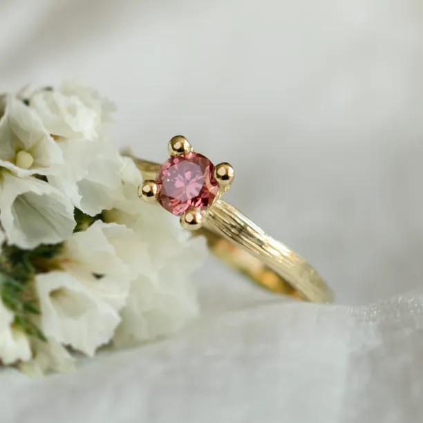Pink lab grown diamond twig engagement ring ROWIK Image