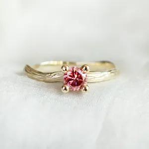 Pink lab grown diamond twig engagement ring ROWIK