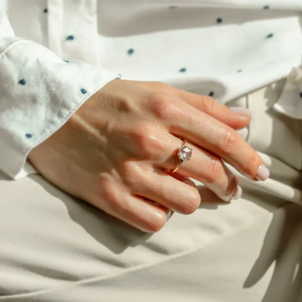 Lab grown diamond and natural diamond gold ring SYDNEY Image