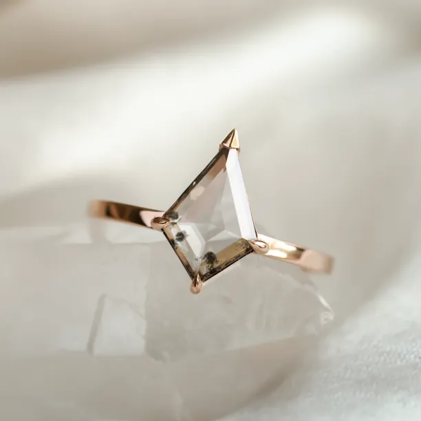 Unique lab-grown salt and pepper diamond engagement ring CASEY Image