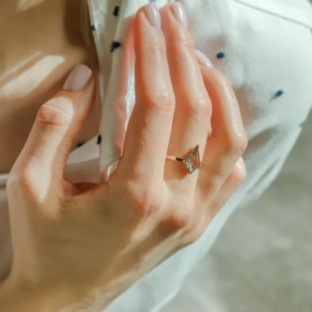 Unique lab-grown salt and pepper diamond engagement ring CASEY Image