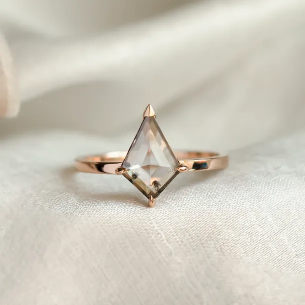 Unique lab-grown salt and pepper diamond engagement ring CASEY Image