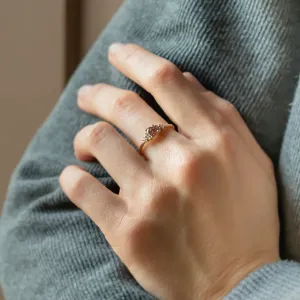 Pink lab grown diamond and natural diamond engagement ring EDDY