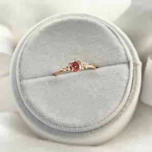 Pink lab grown diamond and natural diamond engagement ring EDDY Thumbnail