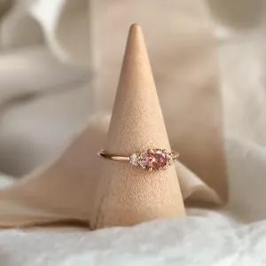 Pink lab grown diamond and natural diamond engagement ring EDDY Thumbnail