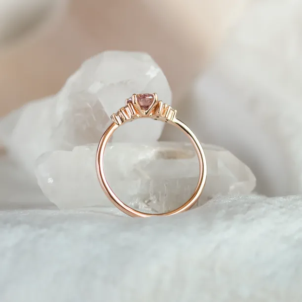 Pink lab grown diamond and natural diamond engagement ring EDDY Image
