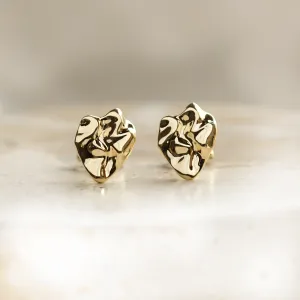 Unique gold heartshaped earrings CHÉRIE