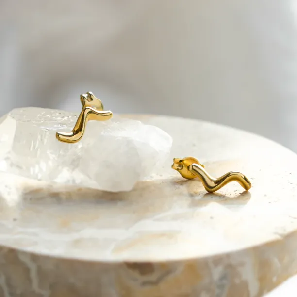 Minimalist gold earrings waves MIGNON Image