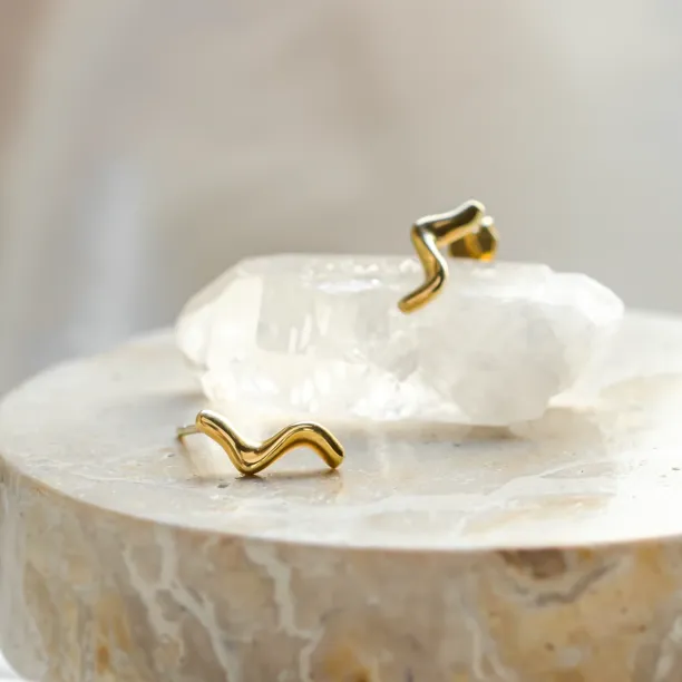 Minimalist gold earrings waves MIGNON Image
