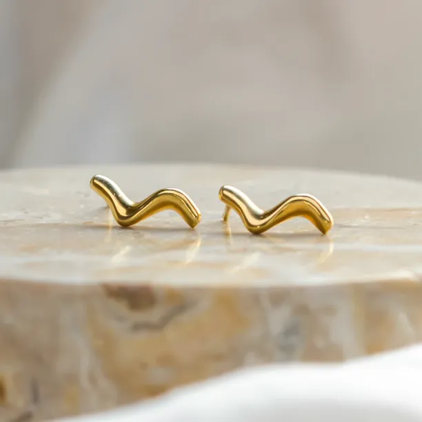 Minimalist gold earrings waves MIGNON Image