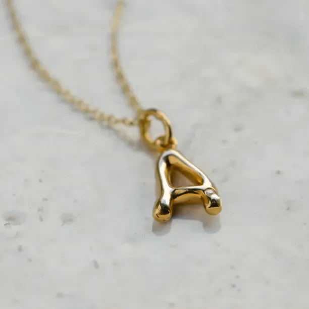 Gold letter pendant with diamond JEAN Image