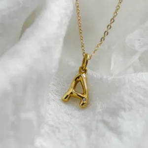 Gold letter pendant with diamond JEAN Thumbnail