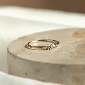 Minimalist sapphire and diamond ring SABINE Thumbnail