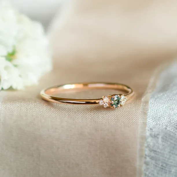 Minimalist sapphire and diamond ring SABINE Image