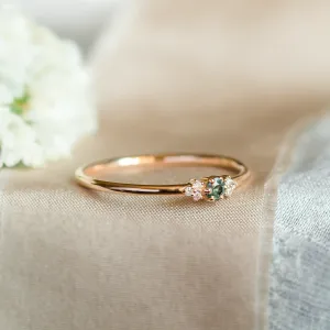 Minimalist sapphire and diamond ring SABINE Thumbnail