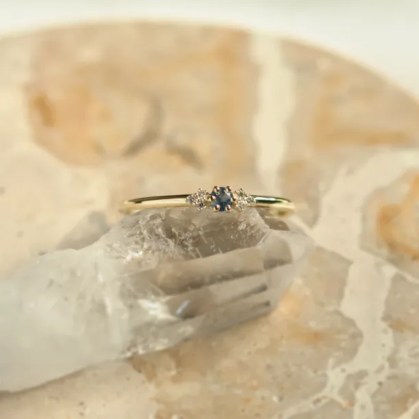 Minimalist sapphire and diamond ring SABINE Image