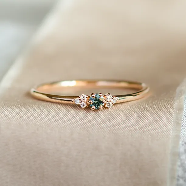 Minimalist sapphire and diamond ring SABINE Image