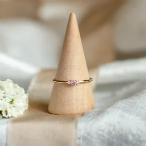 Minimalist pink sapphire and diamond ring LETIZIA Thumbnail