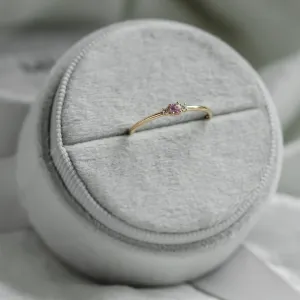 Minimalist pink sapphire and diamond ring LETIZIA Thumbnail