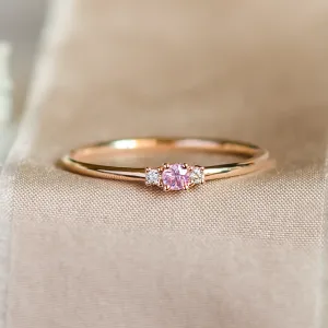 Minimalist pink sapphire and diamond ring LETIZIA