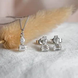Jewelery set with marquise and baguette moissanites HOLLY