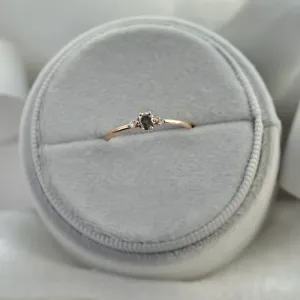 Minimalist salt and pepper and classic diamond ring FRANCO Thumbnail