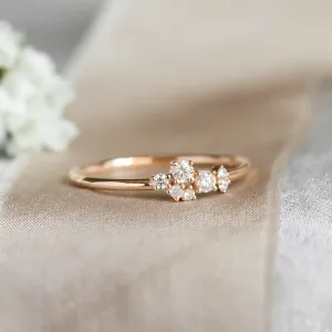 Gold cluster ring with diamonds VENICE Thumbnail