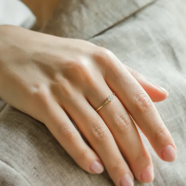 Gold engagement ring with diamonds ALICIA Image