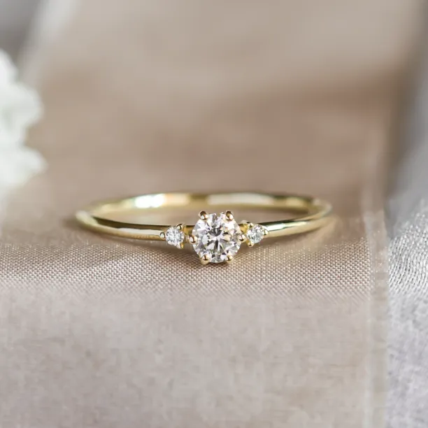 Gold engagement ring with diamonds ALICIA Image