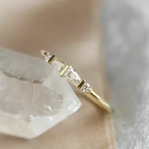 Unique tapered baguette moissanite ring  LUMI Thumbnail