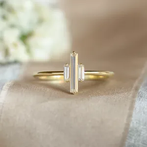 Unique baguette moissanite engagement ring THEA Thumbnail