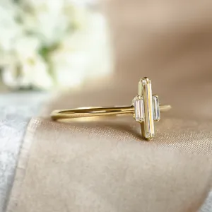Unique baguette moissanite engagement ring THEA Thumbnail