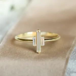 Unique baguette moissanite engagement ring THEA