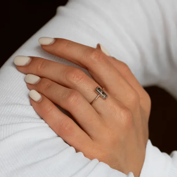 Minimalist moss agate ring HERMIONE Image