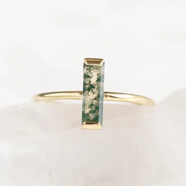 Minimalist moss agate ring HERMIONE Image