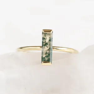 Minimalist moss agate ring HERMIONE Thumbnail