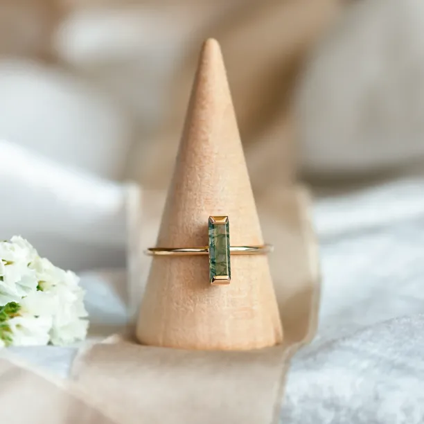 Minimalist moss agate ring HERMIONE Image